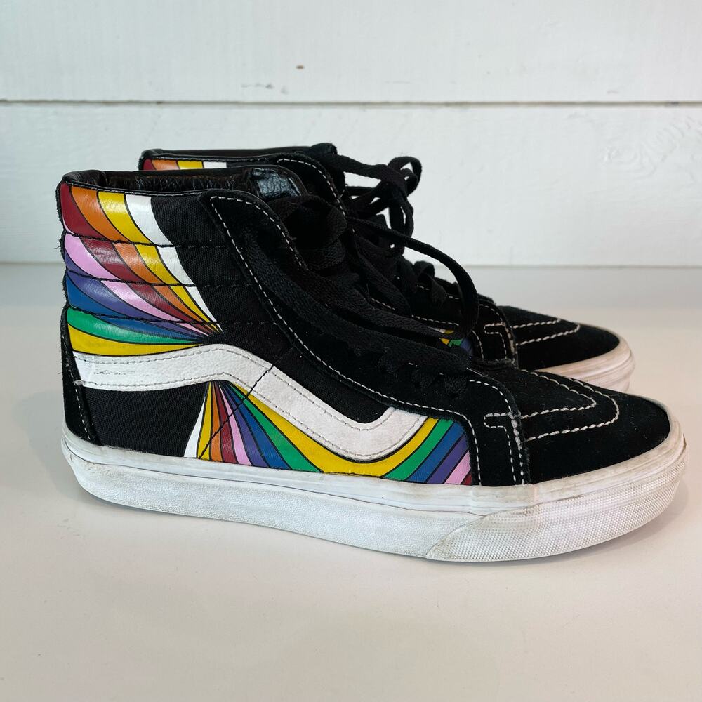 Vans, Sk8-Hi Reissue Sneakers, Men’s 5.5, WMNS 7 Off The Wall Skate Shoe Rainbow